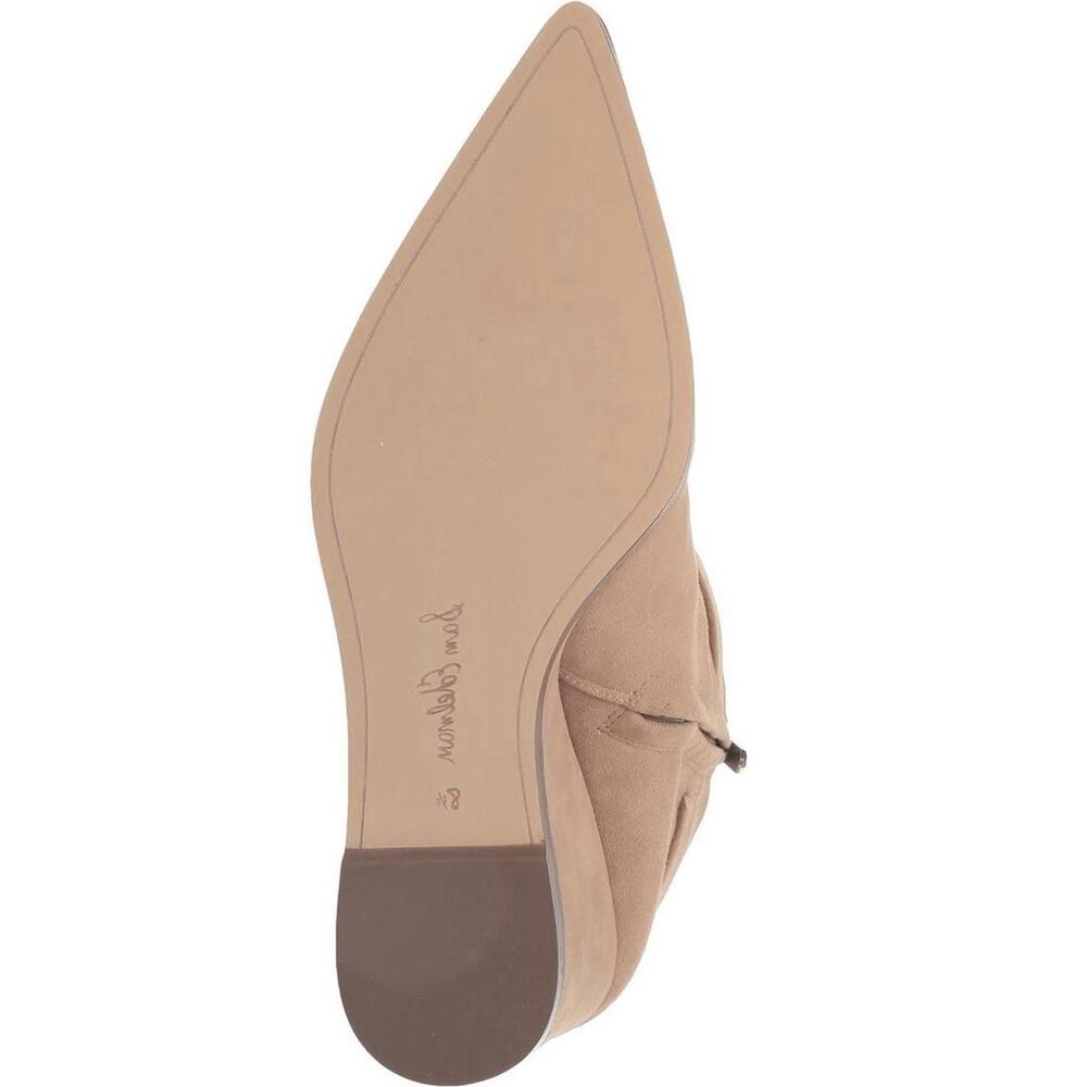 Sam Edelman Weslie Wedge Ankle Boots Womans 8.5 Beige Suede Gold Buckle Bootie - Picture 5 of 7